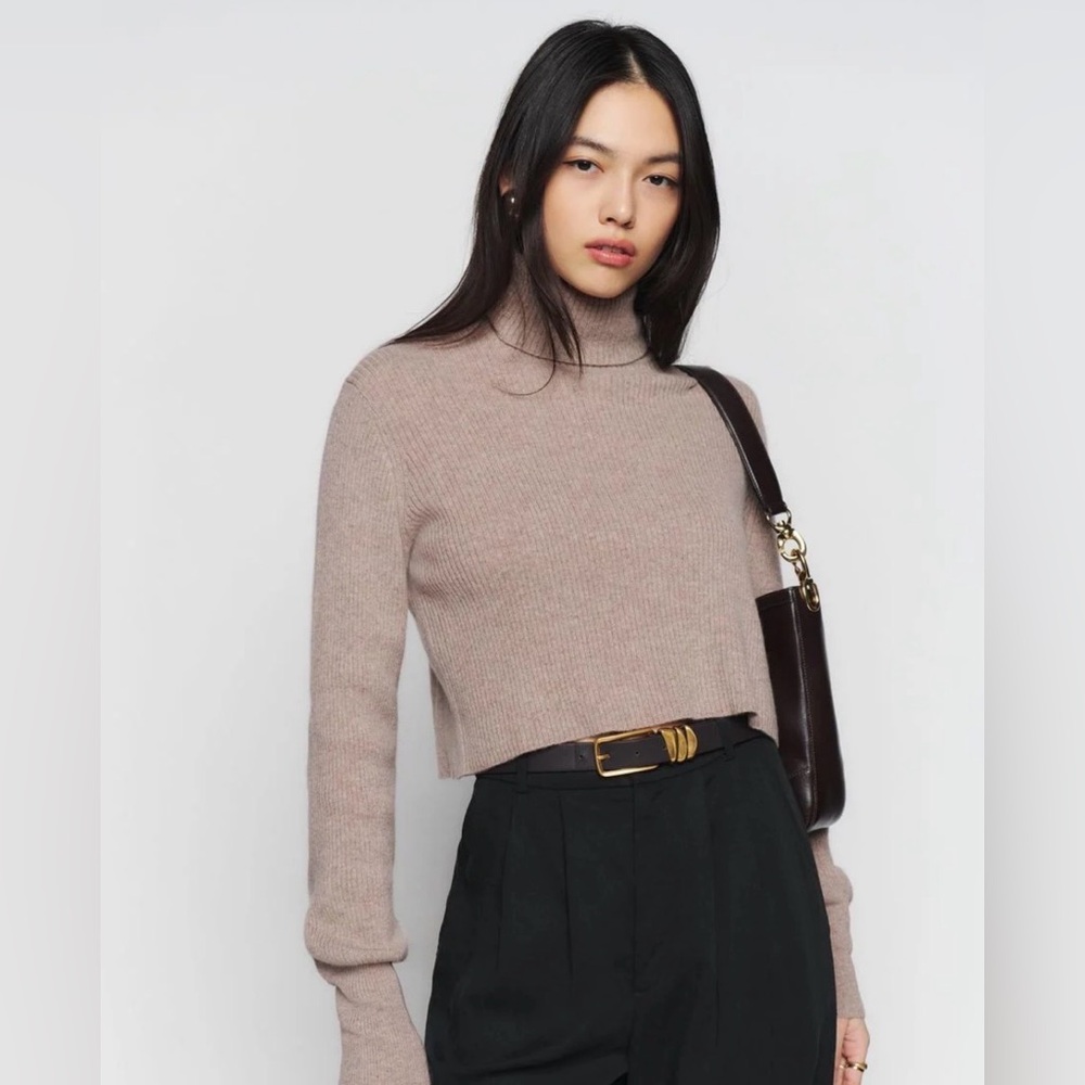 Reformation Luisa Cropped Cashmere Sweater (Oatmeal)